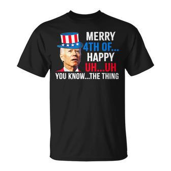 Joe Biden Confused Merry Happy Funny 4Th Of July Unisex T-Shirt - Seseable