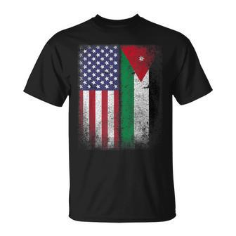 Jordanian American Flag Jordan Usa Country Gift Unisex T-Shirt - Seseable
