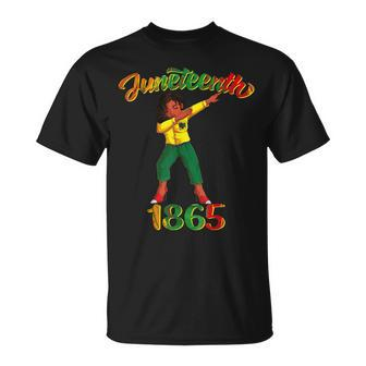 Juneteenth 1865 Dab Black Woman Brown Skin Afro American Unisex T-Shirt | Mazezy