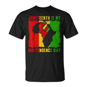 Juneteenth Is My Independence Day 4Th July Black Afro Flag Unisex T-Shirt - Seseable