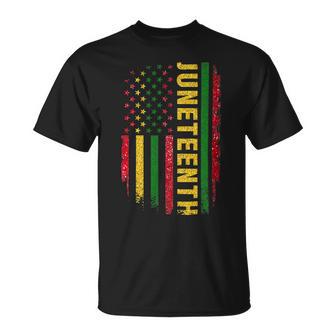 Juneteenth Us Flag Black King Melanin Dad Men Fathers Day Unisex T-Shirt | Favorety DE