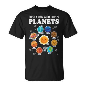 Just A Boy Who Loves Planets Funny For Boys Kids Unisex T-Shirt - Seseable