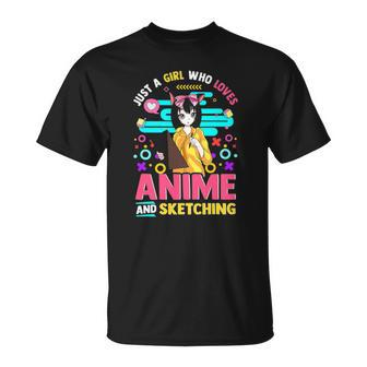 Just A Girl Who Loves Anime And Sketching Girls Teen Youth Unisex T-Shirt | Mazezy