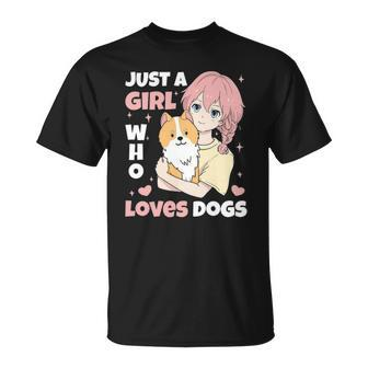 Just A Girl Who Loves Dogs Cute Corgi Lover Outfit & Apparel Unisex T-Shirt | Mazezy