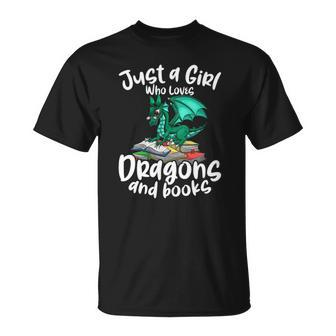 Just A Girl Who Loves Dragons And Books Reading Dragon Unisex T-Shirt | Mazezy