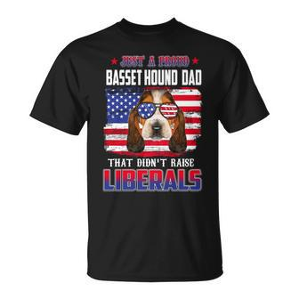 Just A Proud Basset Hound Dad Merica Dog 4Th Of July Unisex T-Shirt - Seseable