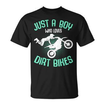 Just A Boy Who Loves Dirt Bikes Motocross Enduro Dirt Biking T-shirt - Thegiftio UK