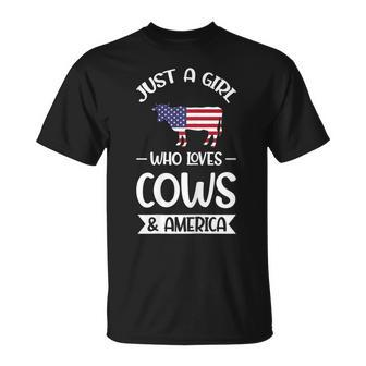 Just A Girl Who Loves Cows & America Cows T-shirt - Thegiftio UK