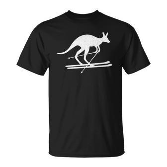 Kangaroo Skiing Fun Winter Sports Australia Travel Gift Unisex T-Shirt | Mazezy