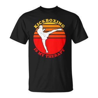 Kickboxing Is My Therapy Funny Kickboxing Unisex T-Shirt | Mazezy