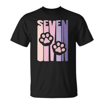 Kids 7Th Birthday Paw Cute Dog Fan 7 Years Old For Girls Unisex T-Shirt | Mazezy