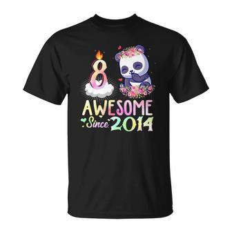 Kids Awesome Since 2014 8Th Birthday 8 Years Old Panda Girl Unisex T-Shirt | Mazezy