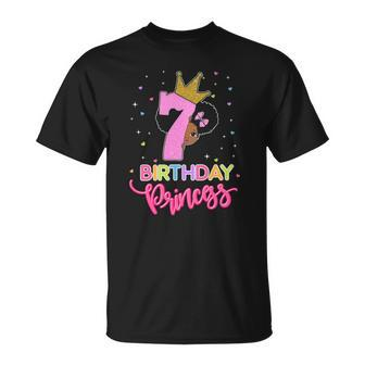 Kids Princess 7Th Birthday Outfit African American Toddler Girl Unisex T-Shirt | Mazezy