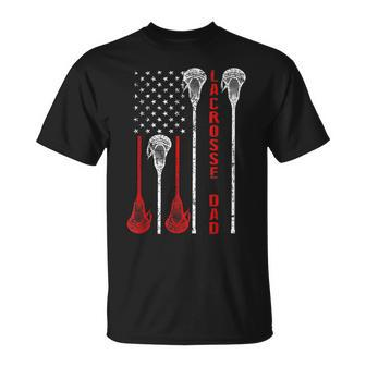 Lacrosse Dad 4Th Of July Usa Flag Gift Unisex T-Shirt - Seseable
