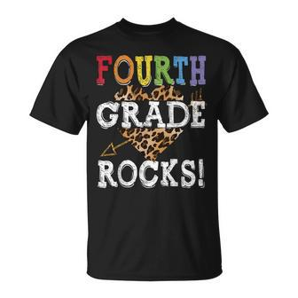 Leopard 4Th Grade Rocks Squad Teacher Youth Back To School Unisex T-Shirt - Seseable