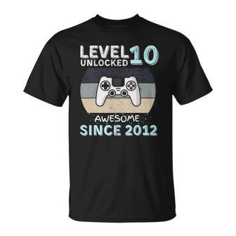 Level 10 Unlocked Awesome Since 2012 Video Gamer Birthday Unisex T-Shirt | Mazezy