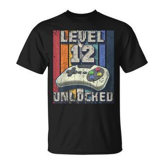 Level 12 Unlocked Video Game 12Th Birthday Gamer Boys Unisex T-Shirt - Seseable