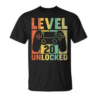 Level 20 Unlocked Video Game 20Th Birthday Gift Retro Unisex T-Shirt - Seseable