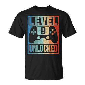 Level 9 Unlocked 9Th Birthday Decoration 9 Years Old Unisex T-Shirt - Seseable