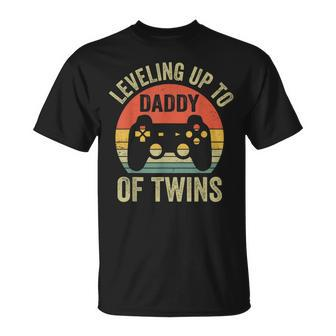 Leveling Up To Daddy Of Twins Expecting Dad Video Gamer Unisex T-Shirt - Seseable