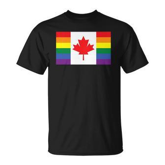 Lgbt Gay Pride Rainbow Canadian Flag Unisex T-Shirt | Mazezy
