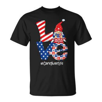 Love Caregiver Life Nurse Stethoscope Patriotic 4Th Of July Unisex T-Shirt - Seseable