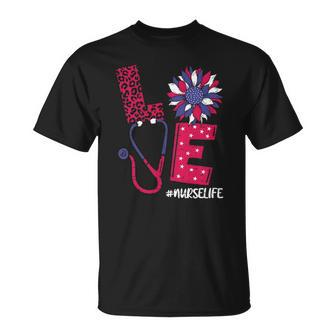 Love Heart Stethoscope Nurse Life 4Th Of July 2022 Women Unisex T-Shirt | Mazezy
