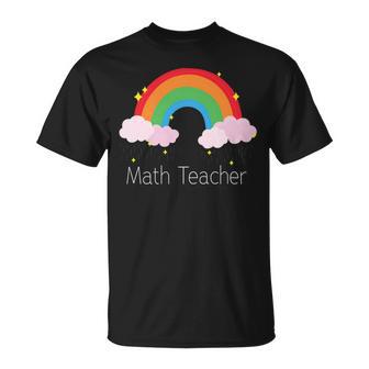 Math Teacher With Rainbow Design Unisex T-Shirt | Favorety