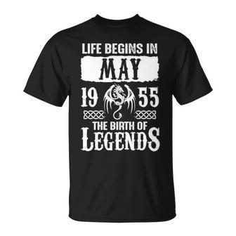 May 1955 Birthday Life Begins In May 1955 T-Shirt - Seseable
