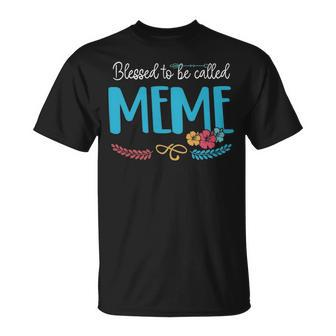 Meme Grandma Blessed To Be Called Meme T-Shirt - Seseable
