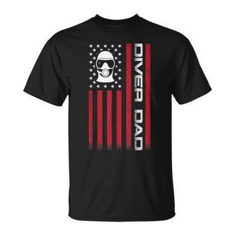 Mens 4Th Of July Us Flag Diver Dad Gift For Fathers Day Unisex T-Shirt - Seseable