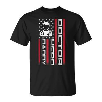 Mens 4Th Of July Us Flag Doctor Dad Fathers Day Gift Unisex T-Shirt - Seseable