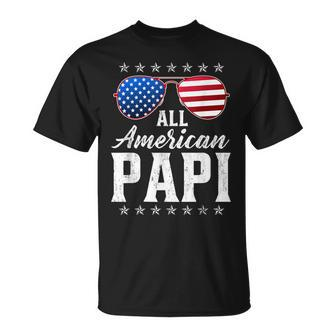 Mens All American Papi 4Th Of July Fathers Day Papi Gift Unisex T-Shirt - Seseable