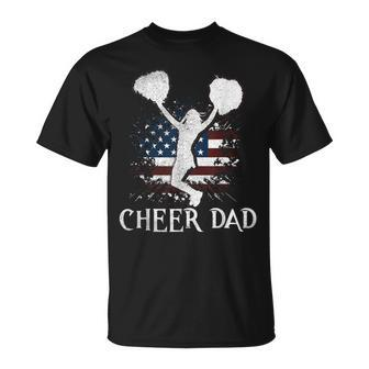 Mens American Flag Cheer Dad 4Th Of July Fathers Day Funny Unisex T-Shirt - Seseable