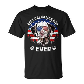 Mens Best Dalmatian Dad Ever Us Flag 4Th Of July Unisex T-Shirt - Seseable