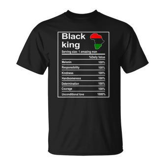 Mens Black History Month African Men Black King Nutrition Facts Unisex T-Shirt | Mazezy
