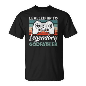 Mens Leveled Up To Legendary Godfather - Uncle Godfather Unisex T-Shirt | Mazezy