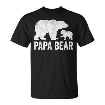 Mens Papa Bear Fathers Day Grandad Fun 1 Cub Kid Grandpa Unisex T-Shirt - Seseable