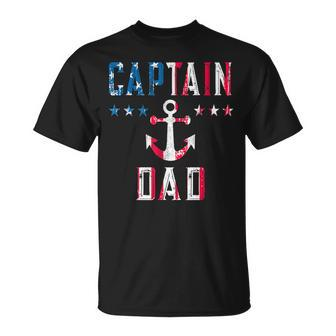 Mens Patriotic Captain Dad American Flag Boat Owner 4Th Of July Unisex T-Shirt - Seseable