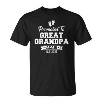 Mens Promoted To Great Grandpa Again 2023 Great Grandfather To Be Unisex T-Shirt | Mazezy