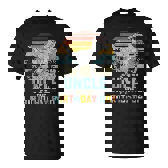 Mens Uncle Dinosaur Of The Birthday Boy Matching Family Unisex T-Shirt - Seseable