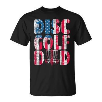 Mens Vintage Disc Golf Dad American Flag July 4Th Golf Basket Unisex T-Shirt - Seseable