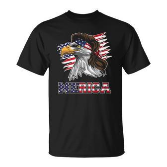Merica American Bald Eagle Mullet Men Women Kids Unisex T-Shirt | Mazezy AU