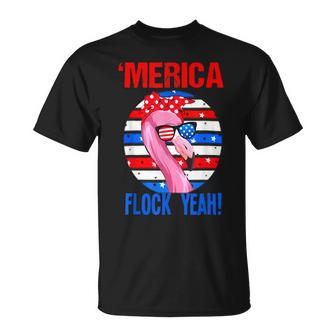 Merica Flock Yeah Funny Flamingo 4Th Of July Women Kid Unisex T-Shirt - Seseable