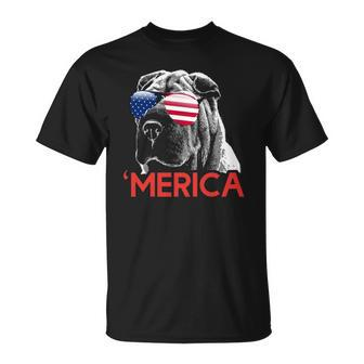 Merica Shar Pei American Flag 4Th Of July Unisex T-Shirt | Mazezy AU