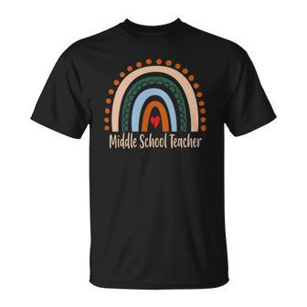 Middle School Teacher Boho Rainbow Graduation Thank You T-shirt - Thegiftio UK