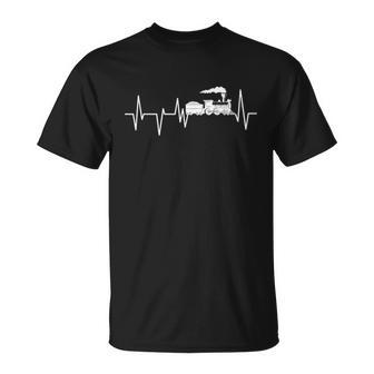 Model Train Heartbeat ECG Locomotive Railroad Collector Unisex T-Shirt - Monsterry AU