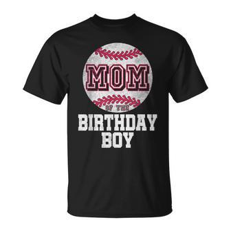 Mom Of The Birthday Boy Baseball Player Vintage Retro Unisex T-Shirt - Seseable