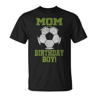 Mom Of The Birthday Boy Soccer Lover Vintage Retro Unisex T-Shirt - Seseable