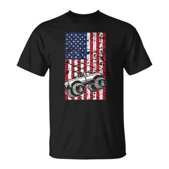 Monster Truck American Flag 4Th Of July Trucks Racing Usa Unisex T-Shirt | Mazezy